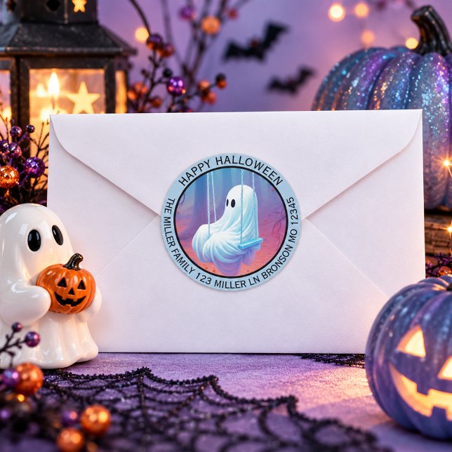 Cute Swinging Ghost Envelope Seal (Creator Uploaded)