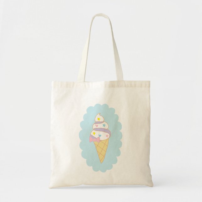 Cute Swirl Ice Cream Cone Tote Bag (Front)