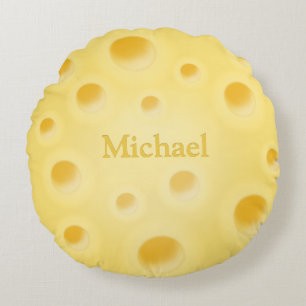 Cute Swiss Cheese With Holes Personalized Round Pillow