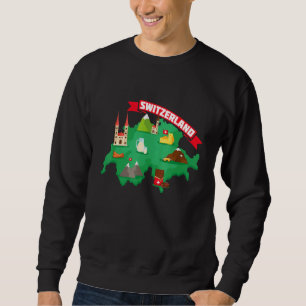 Cute Swiss Map Switzerland Graphic Svizzera Schwei Sweatshirt