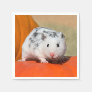 Cute Syrian Hamster White Black Spotted Funny Pet Napkin
