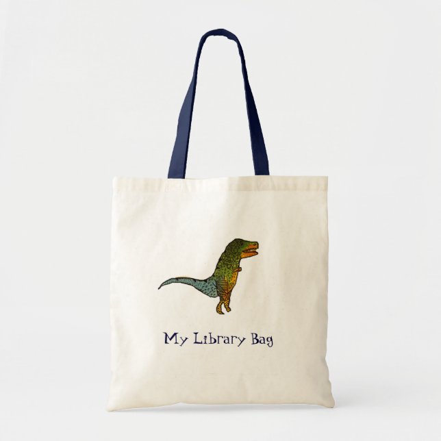 Cute T-Rex dinosaur kids library bag (Front)