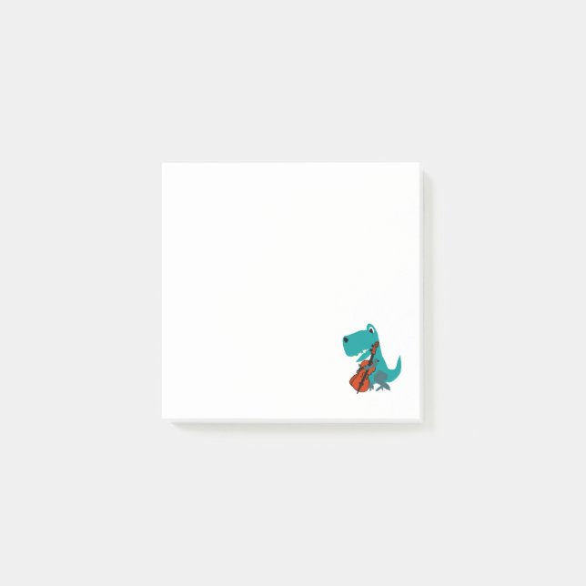 Cute T-rex Dinosaur Playing Cello Music Post-it Notes (Front)