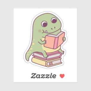 Cute T-rex Dinosaur Reading A Book