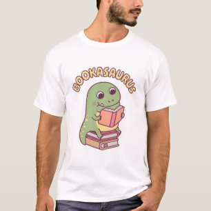 Cute T-rex Dinosaur Reading A Book Bookasaurus Fun T-Shirt