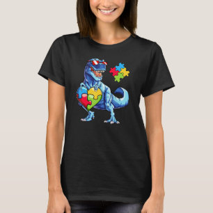 Cute T Rex Dinosaur Sunglasses Autism Awareness Bo T-Shirt