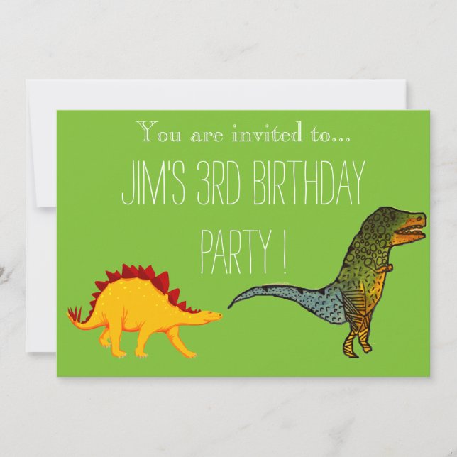 Cute T-Rex dinosaur young boy's birthday party Invitation (Front)