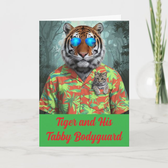 Cute Tabby and Tiger Folded Greeting Card (Front)