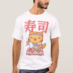 Cute Tabby Cat And Japanese Sushi T-Shirt