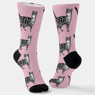Cute Tabby Cat Baby Pink Cats Pet Socks