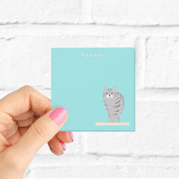 Cute Tabby Cat Blue Post-it Notes