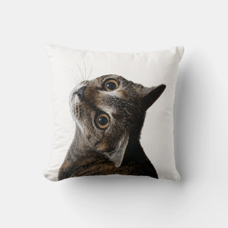 Cute Tabby Cat Close Up Photo Throw Pillow