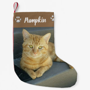 Cute Tabby Cat Custom Pet Photo Personalized Small Christmas Stocking