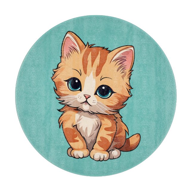 Cute Tabby Cat Cutting Board (Front)