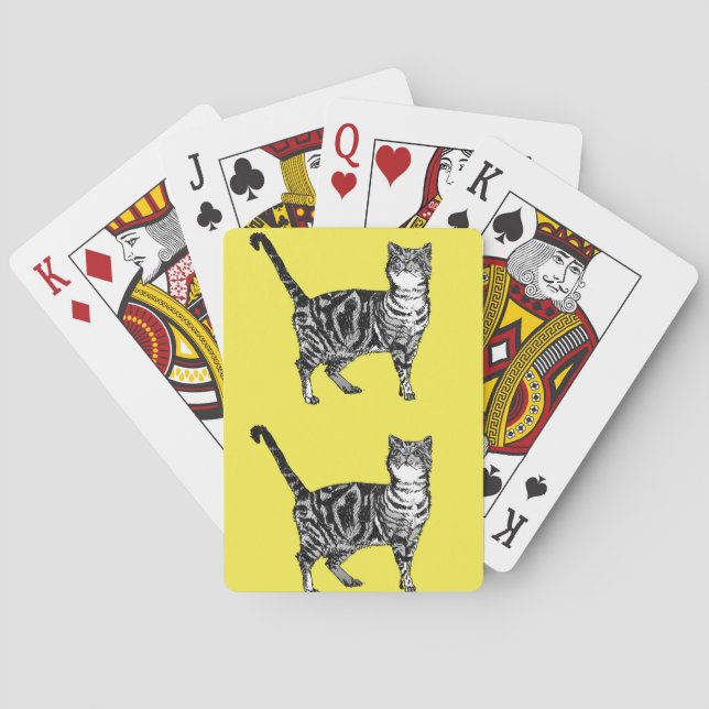 Cute Tabby Cat Dessin Art Jeu de cartes Jeu (dos)