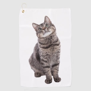Cute Tabby Cat Golf Towel