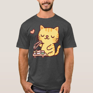 Cute Tabby Cat Loves Japanese Sushi T-Shirt