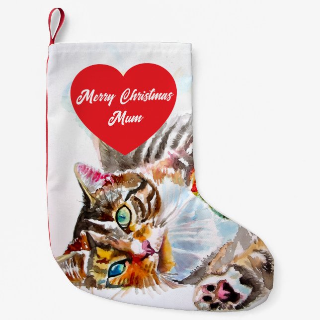 Cute Tabby Cat Merry Cats Christmas Stocking (Front)