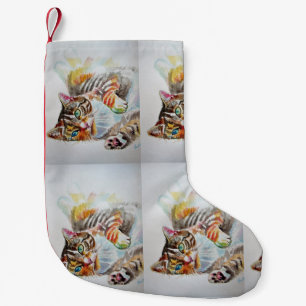 Cute Tabby Cat Merry Cats Christmas Stocking