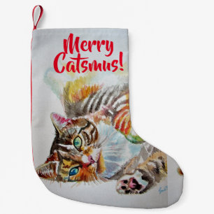 Cute Tabby Cat Merry Catsmus Christmas Stocking