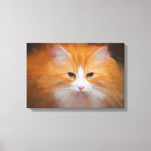 Cute Tabby Cat Orange White Fluffy Beautiful Canvas Print