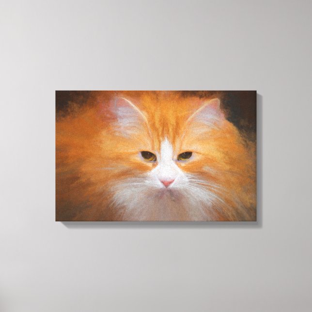 Cute Tabby Cat Orange White Fluffy Beautiful Canvas Print (Front)