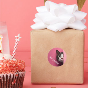 Cute Tabby Cat Peeks Classic Round Sticker