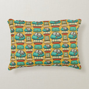 Cute Tabby Cat Resting Accent Pillow
