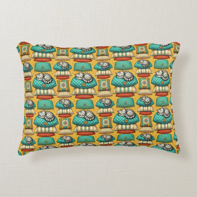 Cute Tabby Cat Resting Accent Pillow (Front)