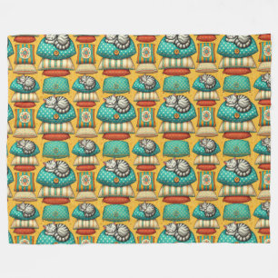 Cute Tabby Cat Resting Fleece Blanket
