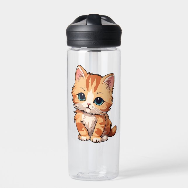 Cute Tabby Cat Water Bottle (Front)