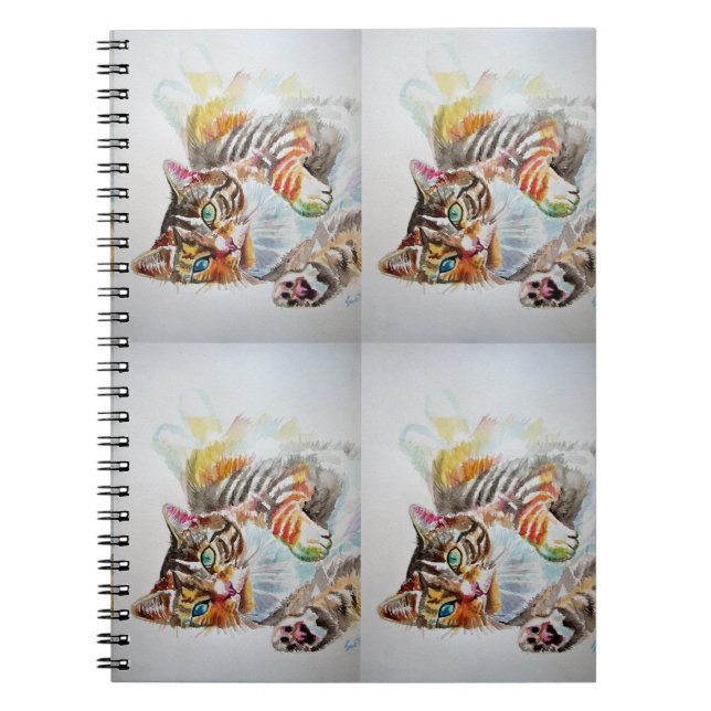 Cute Tabby Cat watercolor Cats Tabbies Notebook (Front)