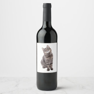 Cute Tabby Cat Wine Label