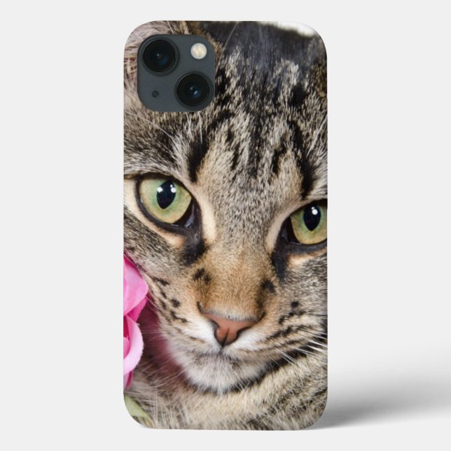 Cute Tabby Cat With Rose Case-Mate iPhone Case (Back)