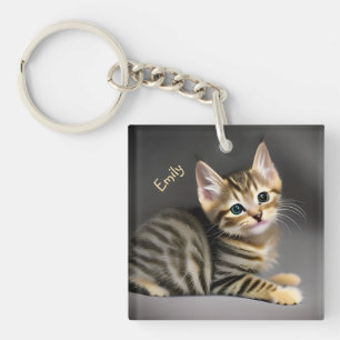 Cute tabby chatte bébé porte - clé