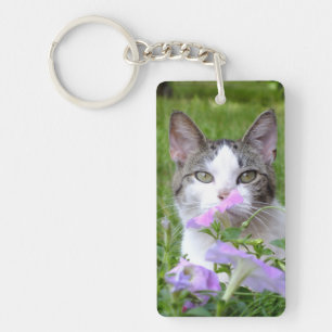 Cute Tabby & Kitten blanc dans le Porte - clé des