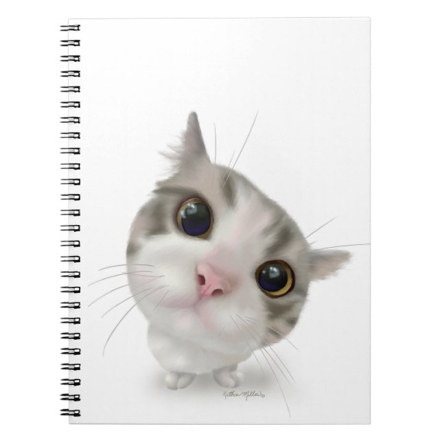 Cute Tabby Kitten Cartoon Notebook (Front)