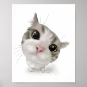 Cute Tabby Kitten Cartoon Poster