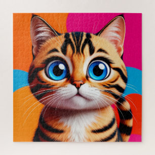 Cute Tabby Kitten Portrait With Big Blue Eyes Jigsaw Puzzle