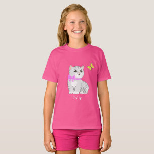 Cute Tabby Kitty Cat & Little Bird T-Shirt