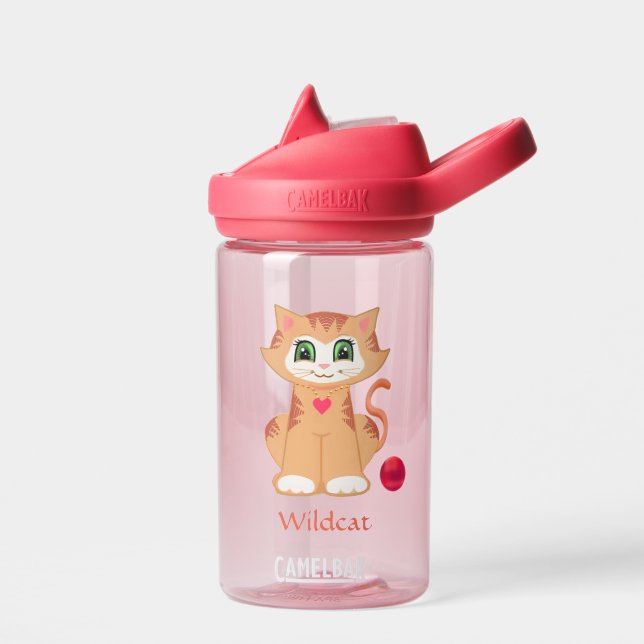 Cute Tabby Ktty Cat Water Bottle (Left)