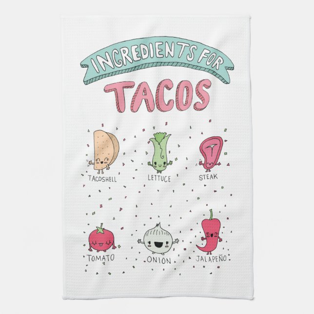 Cute Taco illustration Kitchen Towel (Vertical)