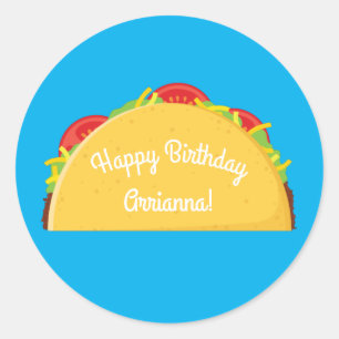 Cute Taco Kids 1st Birthday Party Mexican Food Classic Round Sticker