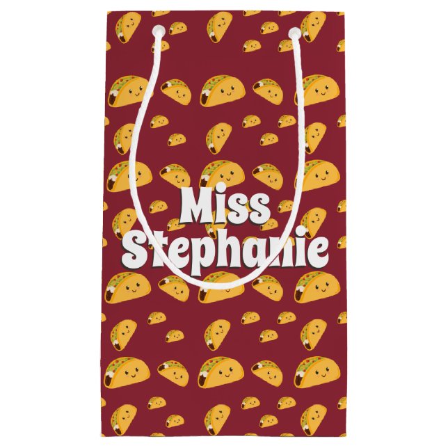 Cute Taco Pattern Name Gift Bag (Front)
