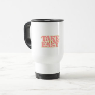 Cute Take It Easy Retro Wavy Aesthetic Travel Mug
