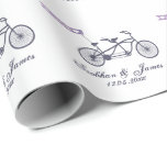 Cute Tandem Bike and Love Banner Wedding Wrapping Paper<br><div class="desc">Cute Tandem Bike and Love Banner Wedding gift wrap .. suitable for both civil ceremony / wedding  - modern wedding customizable so you can personalize this designer wrapping paper / gift wrap roll from Ricaso</div>