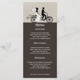Cute Tandem Bike Bride And Groom Wedding Menu