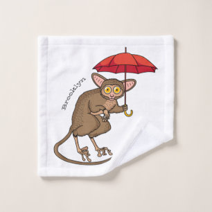Cute Tarsier avec dessin animé parapluie