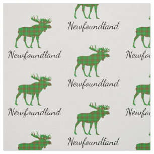 Cute Tartan moose Newfoundland fabric