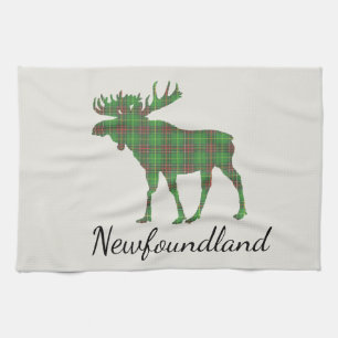 Cute Tartan moose Newfoundland kitchen towel